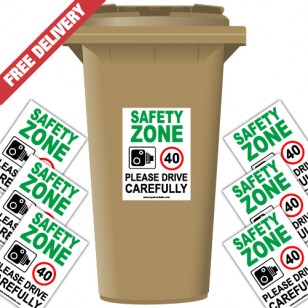 Safety Zone 40 mph Speed Reduction Wheelie Bin Stickers